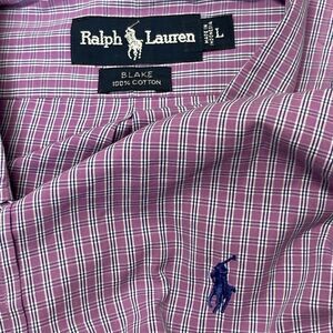 Ralph Lauren Purple Plaid Casual Button Down Shirt